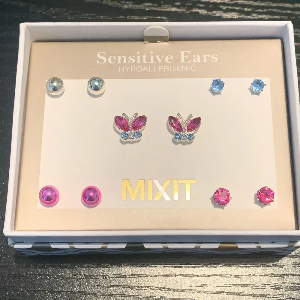Mixit Pink and Blue Butterfly Earrings Set for Kids